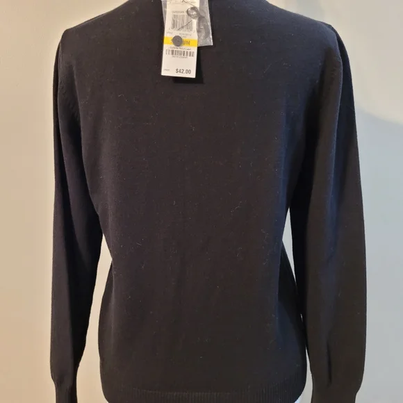 Top Knits Deep Black Sequin Button Front Cardigan Sz M NWT - Picture 2 of 6